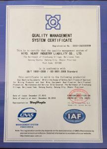 Quality management system certificate