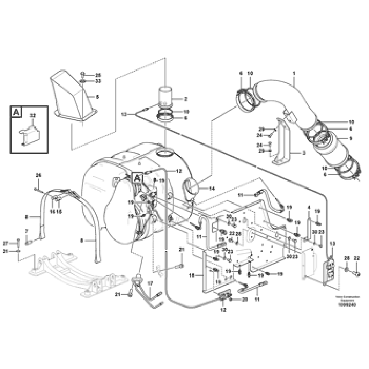 VOE17400580 Exhaust Hose Heavy Parts A35F/G、A35F/G FS、A35G、A40F/G、A48F/G FS、A40G、A45G、A45G FS、A60H